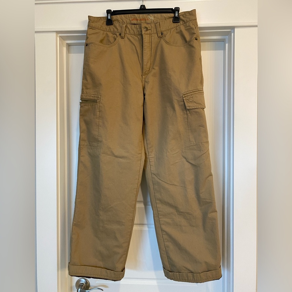 Eddie Bauer Flannel Lined Men’s Khaki Cargo Pants